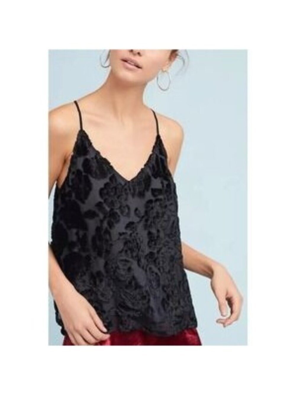 Anthropologie Maeve Black Jacquard Floral Tank Top Size 2 Holiday New Years